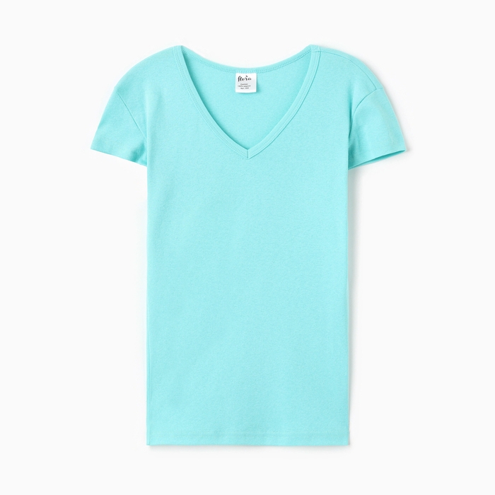 Футболка женская V-образный вырез, цвет бирюзовый, размер 50 Футболка женская V-образный вырез, цвет бирюзовый, размер 50