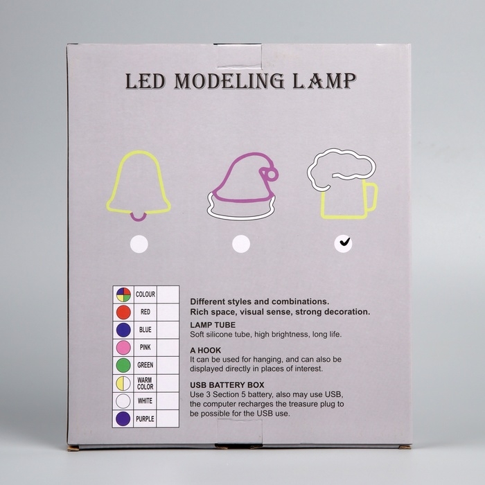 Неоновая вывеска &laquo;Кружка пенного&raquo; 22 x 22 см, батарейки AAx3 (нет в комплекте) + USB, свечение желто-белое
