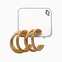 Серьги металл "Тринити" широкие, тренд, цвет золото