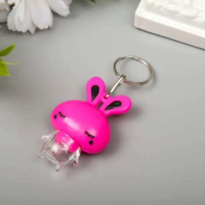 Фонарик свет на кольце "Зайка" мигает МИКС 5,5х3,5х2 см