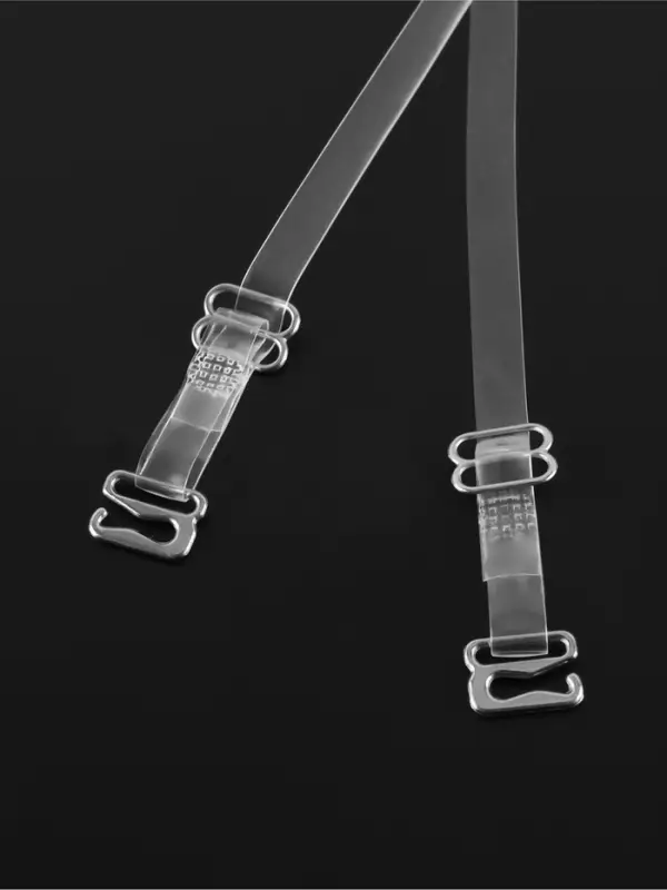 Лямки для бюстгальтера, силиконовые, фурнитура металл, 0.5 см, 37 см, пара, прозрачные