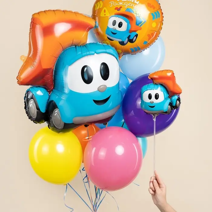 Воздушные шары фольгированные 14" &laquo;Грузовичок Лева&raquo; набор 5 шт.