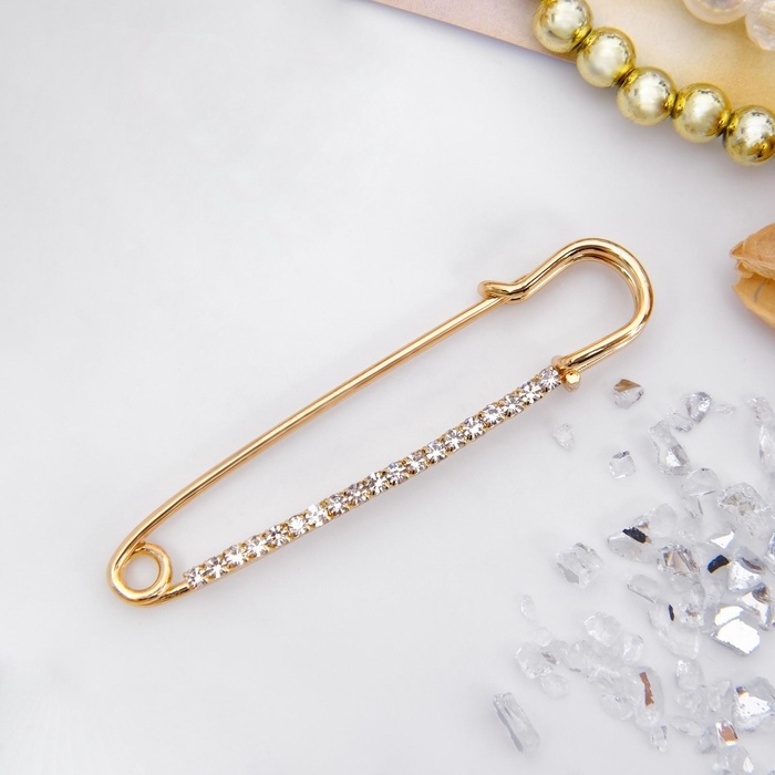 Булавка &laquo;Классика&raquo; широкая, 7,5 см, цвет белый в золоте