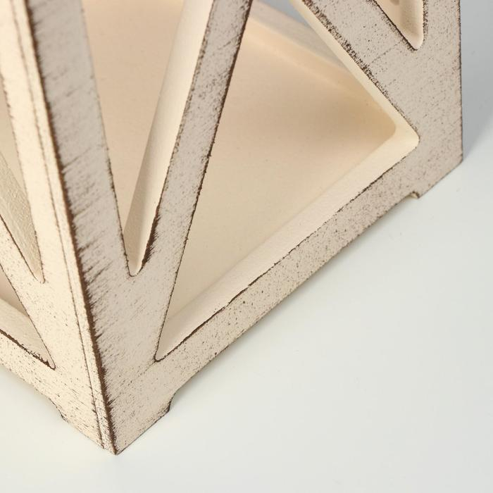 Кашпо деревянное 14&times;14&times;26 см "Фонарь Хай-тек Прованс", бежевый