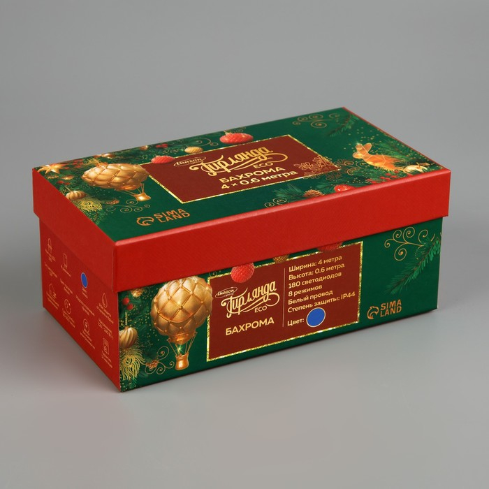 Гирлянда &laquo;Бахрома&raquo; 4 &times; 0.6 м, IP44, белая нить, 180 LED, свечение синее, 8 режимов, 220 В