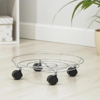 Подставка для цветов на колёсиках Доляна, 32&times;32&times;10 см, цвет хром