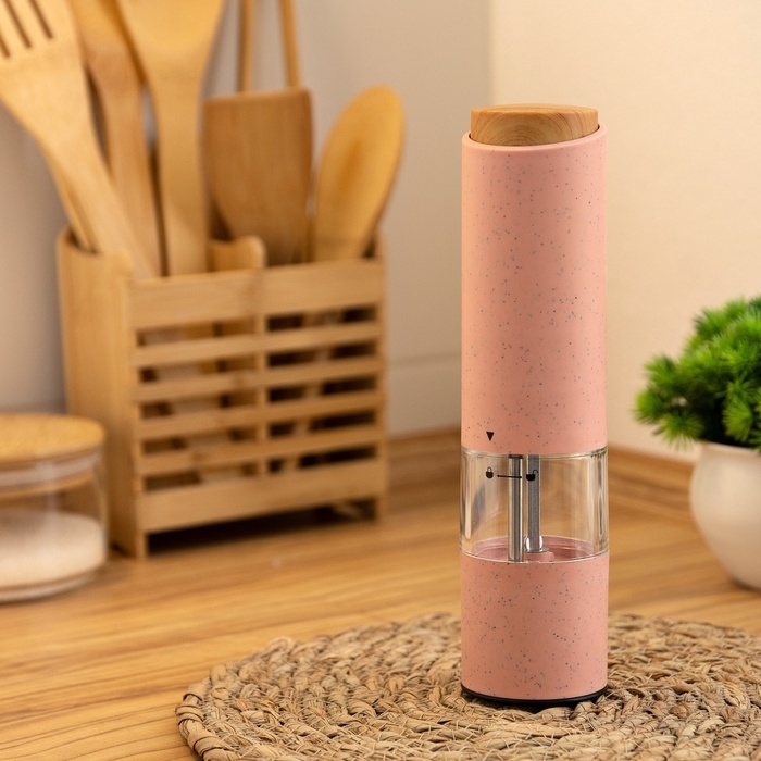 Мельница электрическая Luazon LET- 003, пластик, от батареек 6хААА, розовая