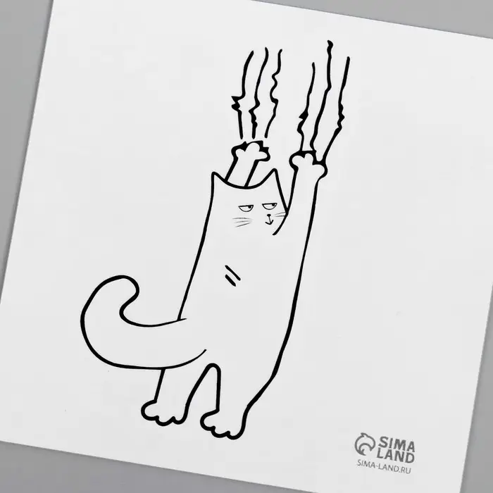 Переводная тату на тело чёрная &laquo;Кот царапун&raquo;, 6&times;6 см