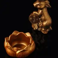 Набор "Кролик фен-шуй с подсвечником", 12х20 см, бронза