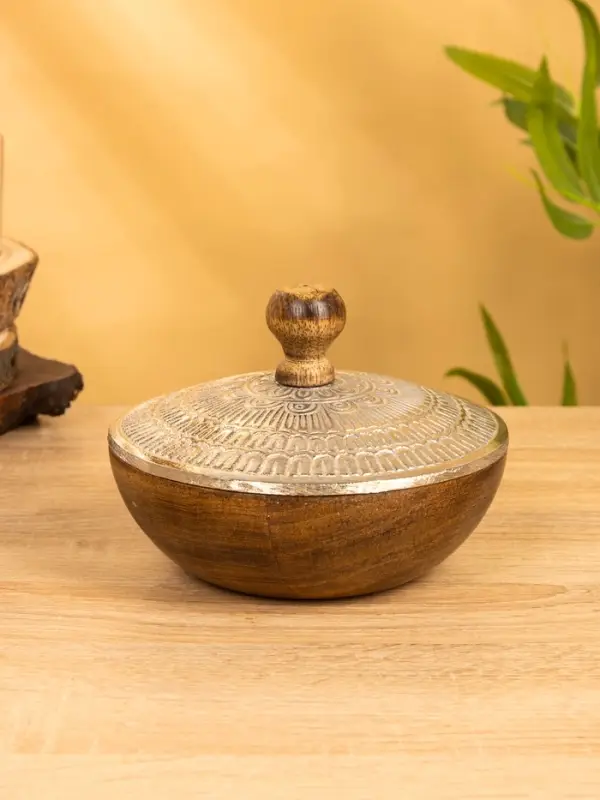 Сахарница "Алюм" 15х15х11 см, алюминий, дерево