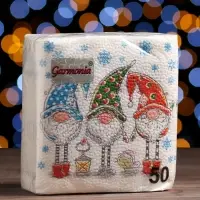 Салфетки новогодние бумажные Гармония цвета &laquo;Сказочные гномы&raquo;, 24х24 см, 50 шт