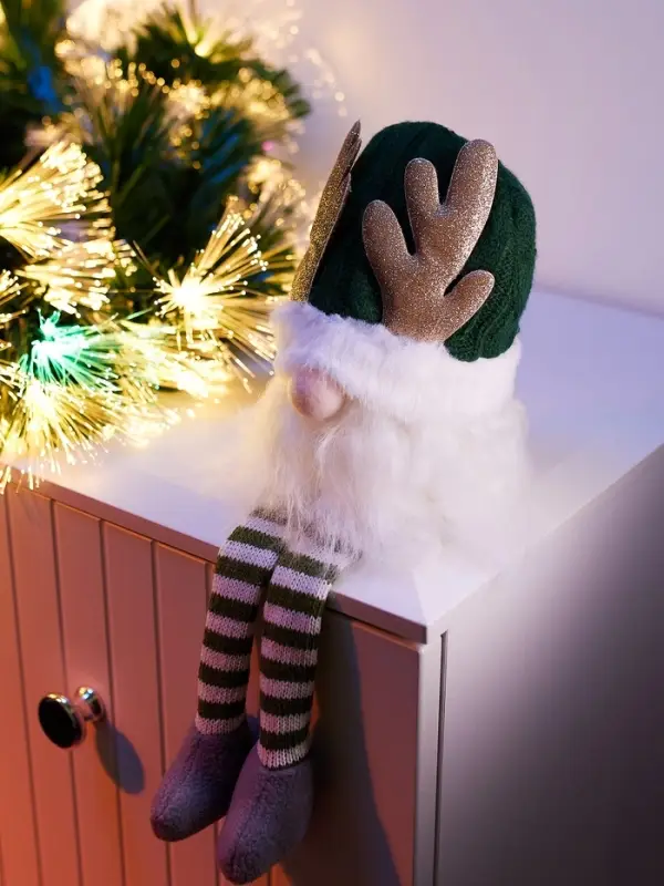 Фигура текстиль &laquo;Гном зеленая шапочка&raquo; 33 см, 1 LED, от батареек AG13&times;3, свечение тёплое белое