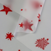 Пленка для цветов матовая, "Звездочки", красный, 0,6х9м &plusmn;5%