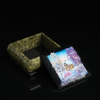 Шкатулка с пейзажем "Зима", каменная крошка, змеевик