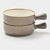 Кокотницы Magistro &laquo;Церера&raquo;, набор 2 шт., 500 мл, d=15 см, фарфор, коричневые