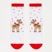 Носки женские «Новогодний олень», цвет белый, размер 23-25 Носки женские «Новогодний олень», цвет белый, размер 23-25