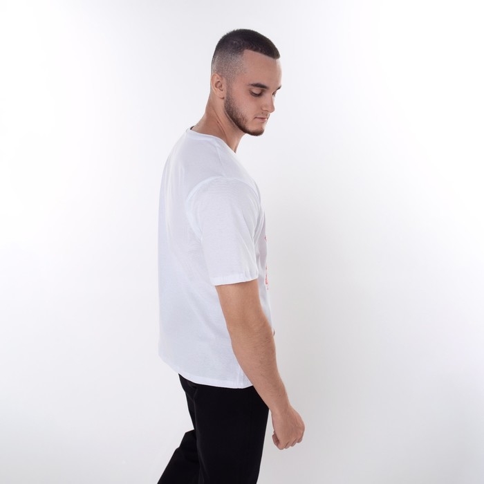 Футболка мужская &laquo;Дракон&raquo;, цвет белый/принт красный, размер 60