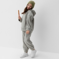 Костюм флисовый (худи и брюки) детский MINAKU: Fleece Soft, цвет графит, рост 110 см