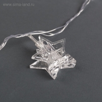 Гирлянда &laquo;Нить&raquo; 4.5 м с насадками &laquo;Прищепки-звёзды&raquo;, IP20, прозрачная нить, 20 LED, свечение тёплое белое, 220 В