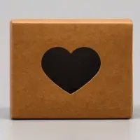 Коробка складная &laquo;Сердца&raquo;, крафт, с окном, 10&times;8&times;3.5 см