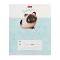 Тетрадь 12л кл "Кошарики",  на скобе, обл мел карт, скругл углы