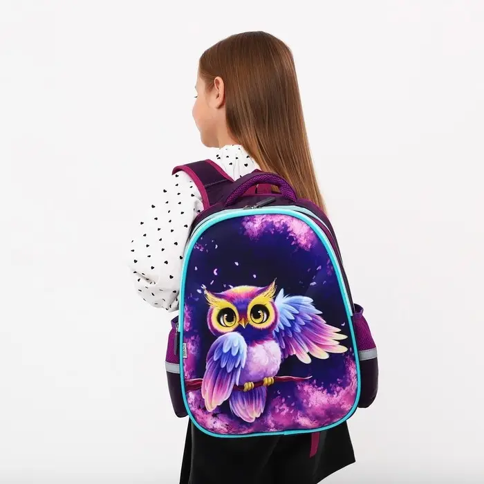 Рюкзак каркасный школьный, 39 х 30 х 14 см, Calligrata "Сова"