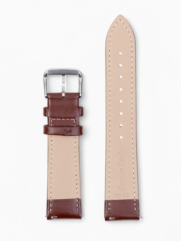 Ремешок для часов кожаный с быстросъемными шпильками, 20 мм,  l-20 см, коричневый