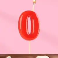 Свеча в торт &laquo;Красная&raquo;, цифра 0