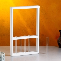 Кашпо деревянное 28×4.5×40 см с 5 колбами "Рамка Экстра", белый Дарим Красиво Кашпо деревянное 28×4.5×40 см с 5 колбами "Рамка Экстра", белый Дарим Красиво