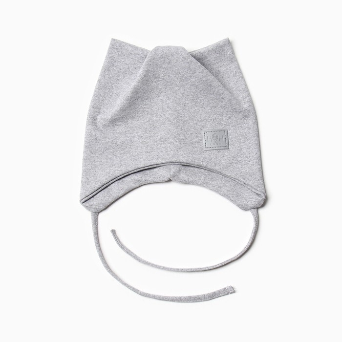 Шапка-кошка для девочки, цвет серый меланж, размер 42-46 Шапка-кошка для девочки, цвет серый меланж, размер 42-46