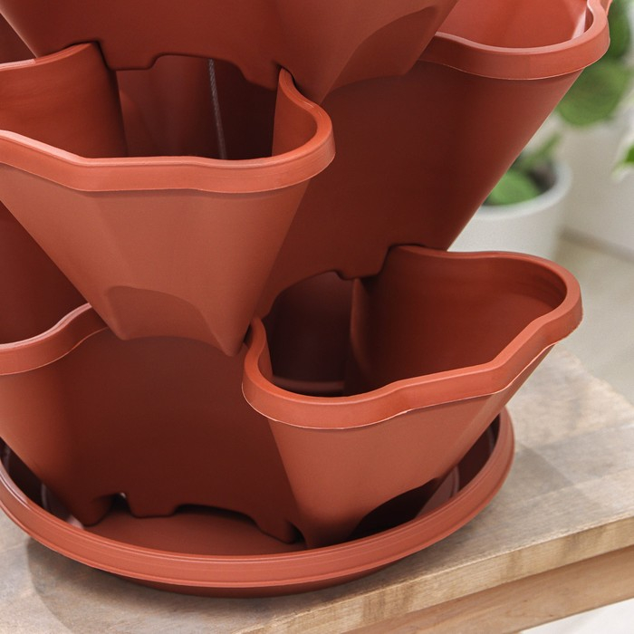 Кашпо многоярусное &laquo;Каскад&raquo;, 3 шт, 12 л (секция 4 л), цвет терракотовый