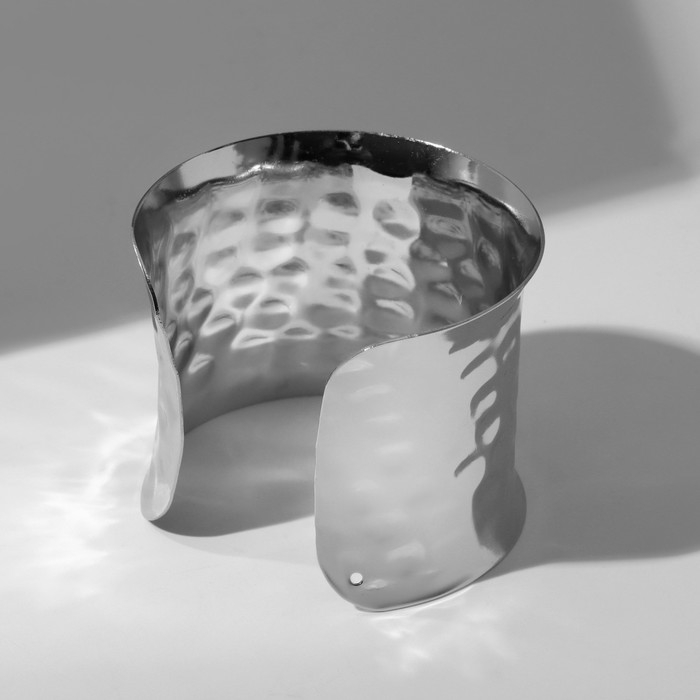 Браслет &laquo;Манжета&raquo; загнутый, цвет серебро