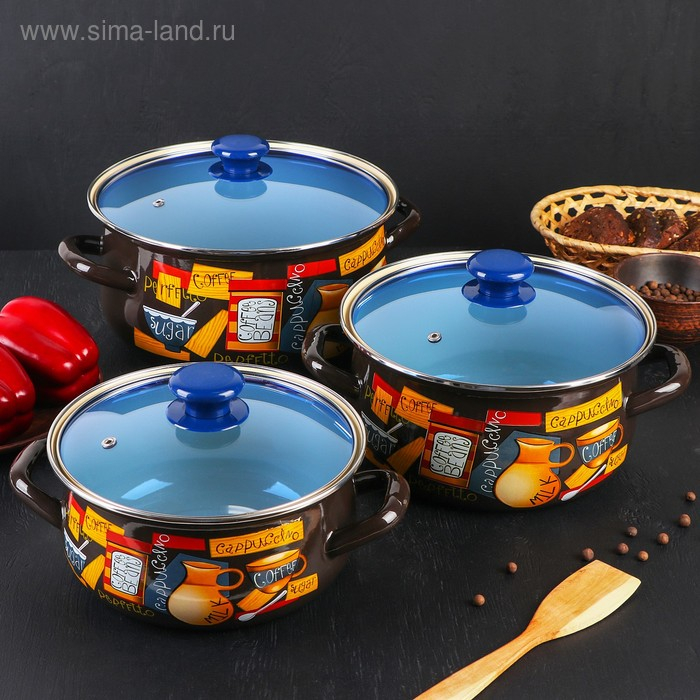 Набор кастрюль &laquo;Капучино&raquo;, 3 предмета: 2 л, 3 л, 4 л, индукция