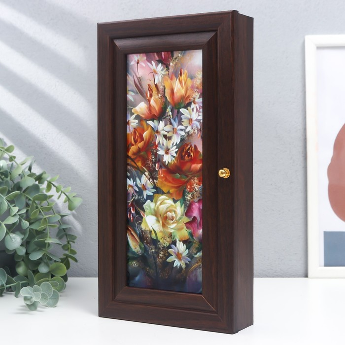 Ключница  "Цветочная композиция" венге 16х31 см МИКС
