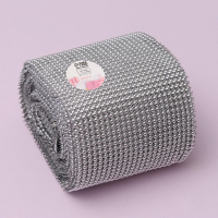 Лента с имитацией выпуклых страз, 11,5 см, 9 &plusmn; 1 м, цвет серебряный