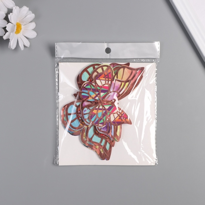 Наклейка бумага, пластик "Бабочки, цветные пятна" розовые набор 12 шт 12 см, 10 см 8 см