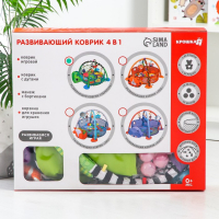 Развивающий коврик 3 в 1 &laquo;Черепаха&raquo;, 68x68 см, 30 цветных шариков, 4 игрушки, Крошка Я