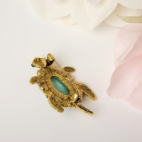 Брошь &laquo;Черепашка&raquo; панцирь под бирюзу, цвет голубой в чернёном золоте