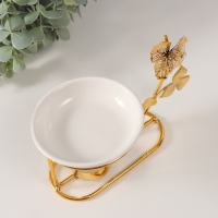 Аромалампа металл, керамика "Золотой цветок" 10х11,5х18 см