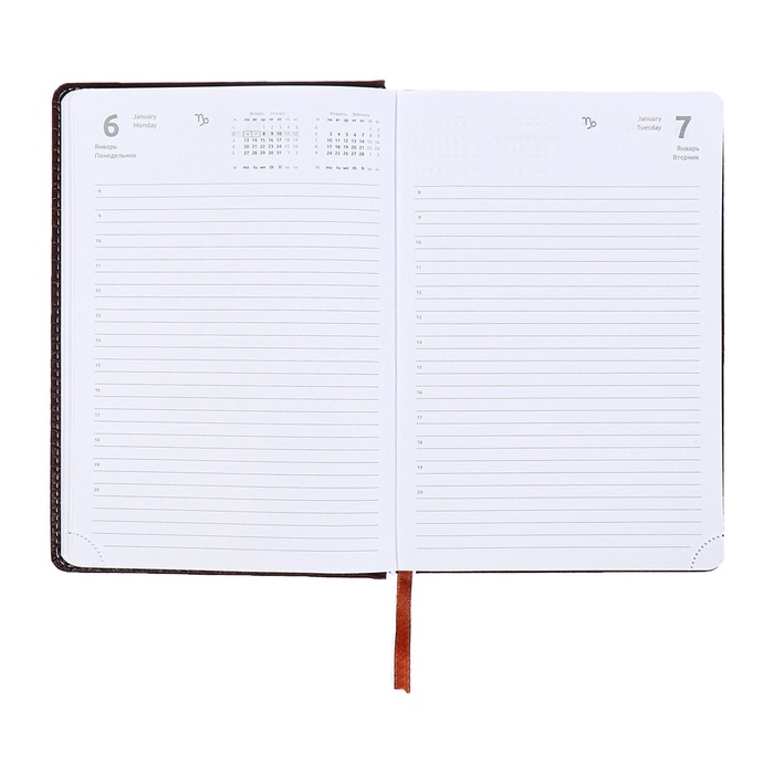 Ежедневник датированный 2024 года, А5, 176 листов, Attomex.Croco, обложка искусственная кожа, ляссе, блок 70 г/м2, коричневый