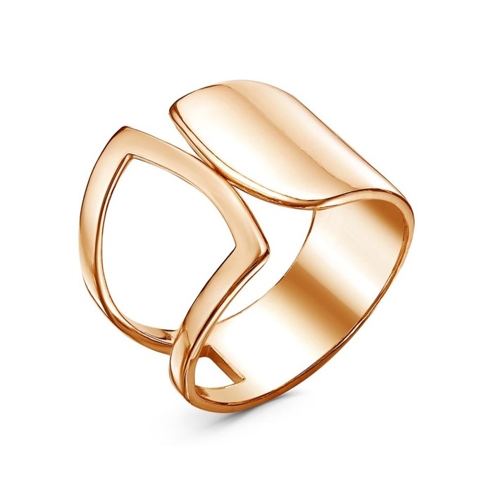Кольцо &laquo;Минимал&raquo; асимметрия, розовое золочение, 20 размер