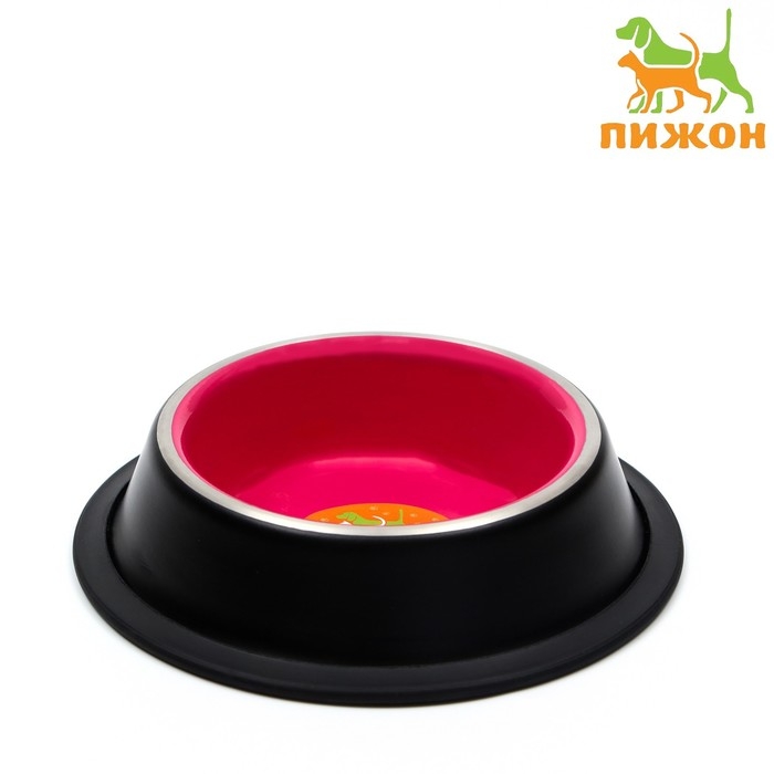 Миска с нескользящим основанием двухцветная универсальная, 225 мл, малиновая