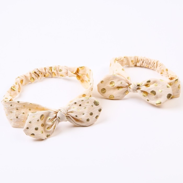 Повязка на голову для мамы и дочки &laquo;Набор для фотосессии&raquo;, 2 шт., цвет бежевый, Крошка Я