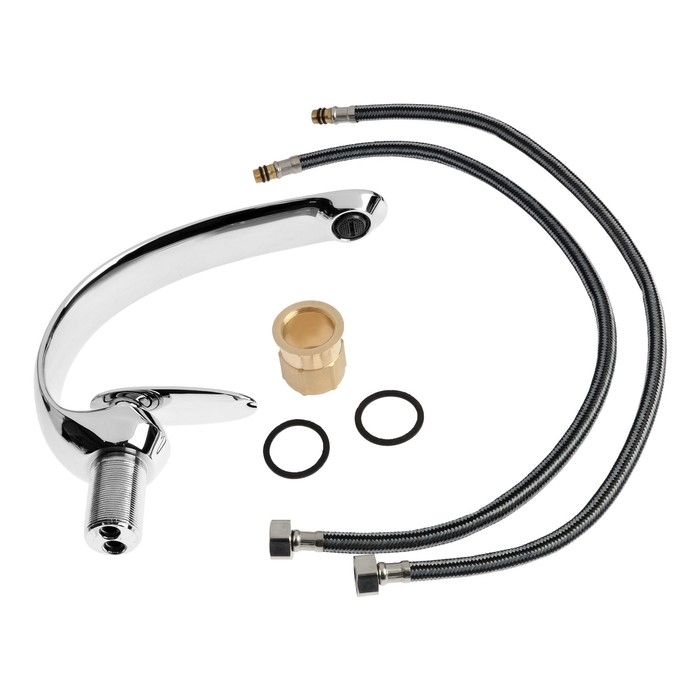 Смеситель для раковины ZEIN Z3879, однорычажный, интерьерный, высота 18 см, латунь, хром