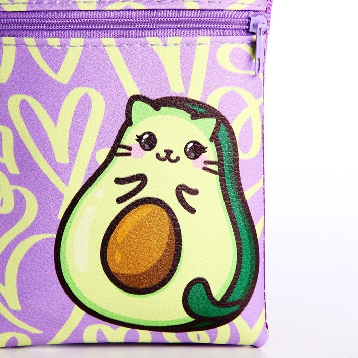 Подарочный набор для девочки AVOmeow, сумка + значок, цвет сиреневый Подарочный набор для девочки AVOmeow, сумка + значок, цвет сиреневый