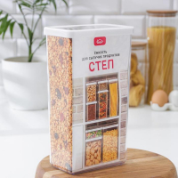 Контейнер для сыпучих продуктов &laquo;Степ&raquo;, 3.2 л, 16&times;10&times;28 см, цвет белый