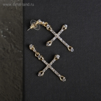 Серьги со стразами «Крестики» вставки, цвет белый в золоте Серьги со стразами «Крестики» вставки, цвет белый в золоте