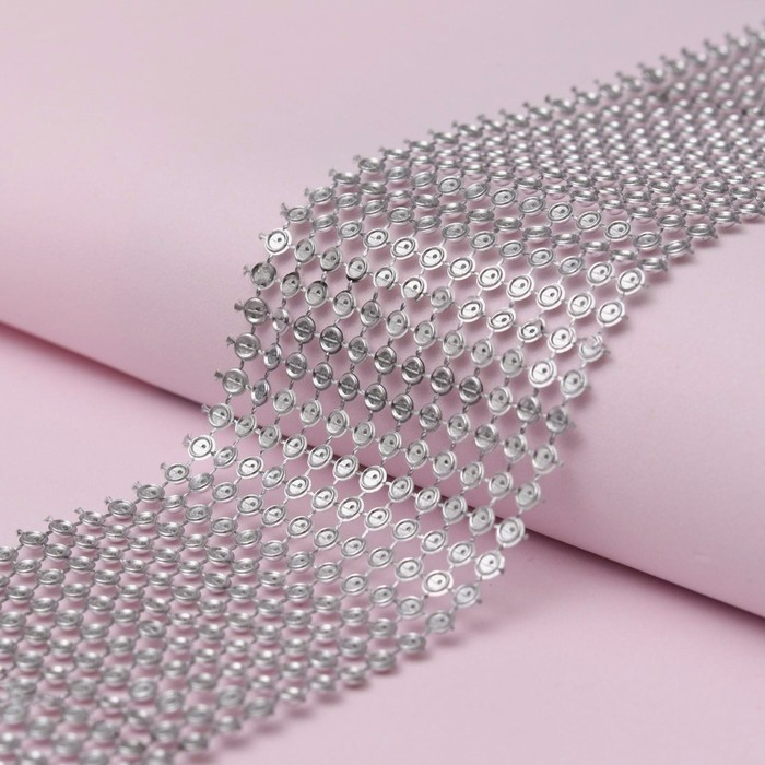 Лента с имитацией выпуклых страз, 5,75 см, 9 &plusmn; 1 м, цвет серебряный