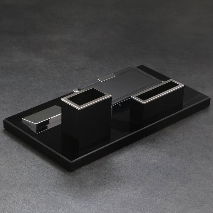 Набор настольный канцелярский 4в1 с визитницей, микс Набор настольный канцелярский 4в1 с визитницей, микс