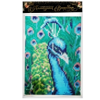 Алмазная мозаика с полным заполнением на холсте &laquo;Павлин&raquo;, 15 х 21 см